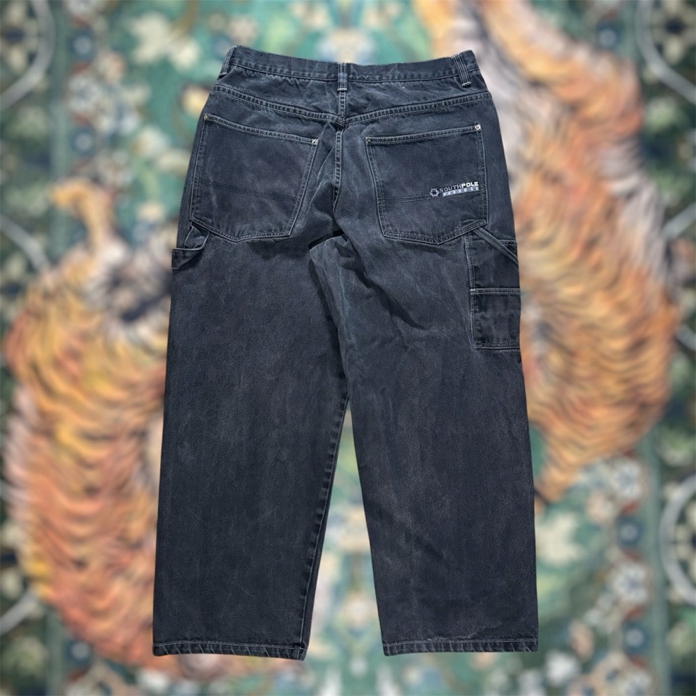 Southpole Carpenter Jeans Mens 38x29 Wide Leg Black Y2K Baggy Denim Black
